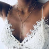 Gold Plated Lariat Necklace for Women Double Laryer Long Chain Drop Pendant Choker Necklaces Gifts - Image 2