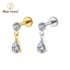 Titanium 16G Teardrop Dangle CZ Labret Stud Waterdrop Tragus Cartilage Earring Flatback Helix Piercing - Image 1
