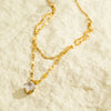 Double Layer Chain Necklace with Zirconia Pendant, Stainless Steel Minimalist Jewelry for Women - Image 4
