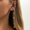 1Pcs Pearl Tassel Clip Earrings Delicate Long Tassel Metal Beaded Chain Ear Clip Ear Cuffs No Piercing Earbone Jewelry - Image 5