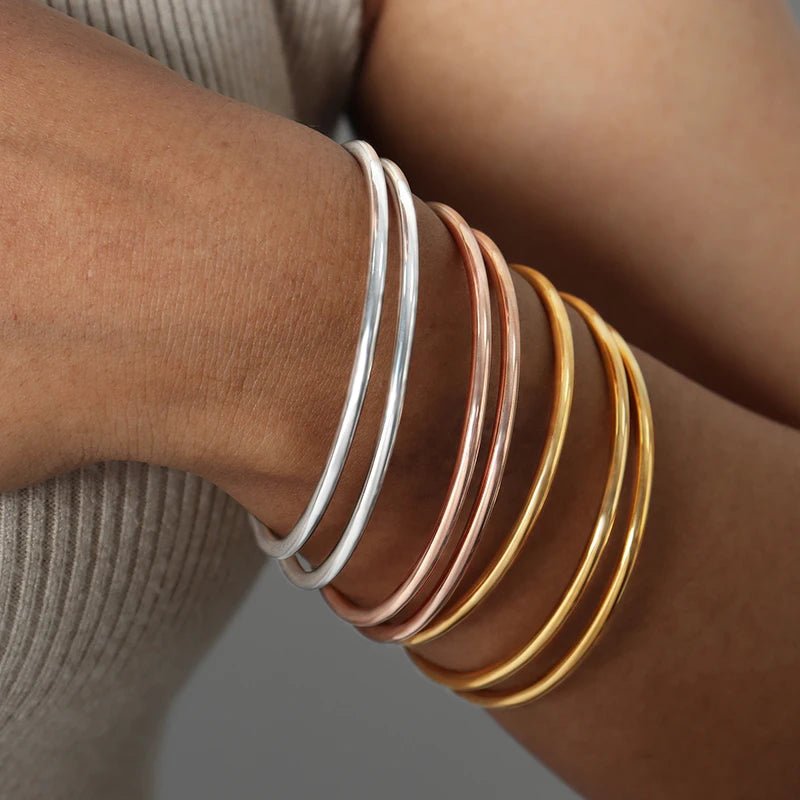 Stainless Steel Bracelet For Women Round Minimalist Elegant Gold Color Bracelet Women's Accessories Jewelry - Image 1