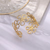 Stainless Steel Bracelet For Women Men Aesthetic Flower Leaf Bangle Opening Gold Color Geometric Bangles Bracelets Jewelry - Image 3