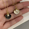 Colorful Shell Pendant Necklace with Imitation Pearl on Gold-Tone Chain - Image 2