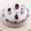 Silver Bridal Jewelry Sets Red Zirconia For Women Wedding Necklace Earrings Rings Bracelets Pendant - Image 1