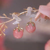 Korean Moon Pearl Zircon Stud Earrings For Women Elegant Crystal Flower Cherry Blossoms Earring Anniversary Wedding Jewelry - Image 11