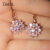 Zakol Rose Gold Color Flower Hoop Earrings for Women CZ Crystal Zircon Earring - Image 3