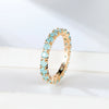 Single Row Stone Blue Green Pink Ice Flower Zircon Stacking Engagement Rings For Women Gold Color Round Wedding Bands - Image 3