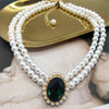 Three-Layer Pearl Collar Choker Necklace with Heart Pendant - Image 7