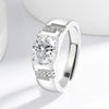 Silver Men's CZ Ring, Adjustable Oval Gemstone Band, Jewelry for Men, Daily Wear Business Gift - Image 2