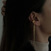 Tassel Ear Clip Gold Color Plated Stainless Steel Smooth Small Steel Bead Tassel Earrings Women's Jewe - Image 2