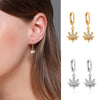 Shiny Maple Leaves Earrings for Women Creative Leaves Pendant Copper Hoop Earrings Jewelry Gifts for Bestfriend Girl - Image 1