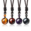16 Mm Black Obsidian Tiger Eyes Amethyst Stone Women Men Necklaces with Adjustable Braided Rope Cords Crystal Pendant Ne - Image 1
