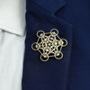 punk style hollow Metatron stainless steel gold-plated brooch, black-suit accessories, wedding matching set - Image 1