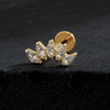 Titanium 5 Marquise CZ Crown Cartilage Earring 16G Cluster CZ Flat Back Helix Stud Nose Piercing Jewelry - Image 4