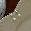 Silver Needle Pearls Stud Earrings For Women Geometry Pearls Pendant Earings Jewelry Party Gifts - Image 3