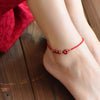 Lovely Stone Cinnabar Wine Red Peace Buckle Beaded Hand Woven Foot Accessories Foot Rope Anklet for Women - Image 1