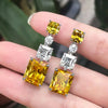 Simple and Elegant Square Cubic Zirconia Earrings Bling Yellow CZ Dangle Women Wedding Engagement Jewelry - Image 27