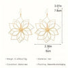 1 Pair Vintage Exaggerated Hollow Flower Metal Earrings For Women, Elegant Geometric Woven Drop Dangle Ear Jewelry - Image 3