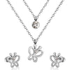 Round Zircon Muddy Double Layer Chain Necklace Earrings Set Gold Silver Color Pendant Jewelry Set For Women - Image 10