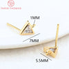 (2607) 4MM 6MM 7MM 8MM Gold Color Brass with Zircon Hooks Hole Round Stud Earrings Pins Jewellery Accessories Wholesales - Image 31