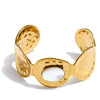 66mm Stainless Steel Hammer Metal Shell Cuff Bracelet Bangle Golden Pvd Plated Texture Wide Wrist Jewelry Gift - Image 7