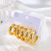 Three Pieces Set High-polished Stainless Steel C-shaped Earrings for Women, Minimalist Gold Plated Hoop Earrings - Image 2