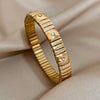 Vintage Elasticity Stainless Steel Bangles Bracelet for Women Classic Heart Square Adjustable Wristband Bangle - Image 11