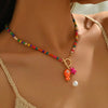 Sea Life Charm Beaded Choker Necklace with Multicolor Rice Beads - Image 16
