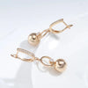 Rose Gold Color Metal Ball Long Drop Earrings For Women Zircon Setting Wedding Party Jewelry - Image 5