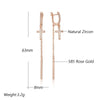 Long Tassel Cross Dangle Earrings For Women Rose Gold Color With Zircon Daily Jewelry - Image 2
