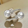 Temperament Double Imitation Pearl Open Ring Twist Gold Color Band Women's Accessories Wedding Jewelry - Image 7