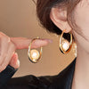 High End Gold Color Metal Circle Pearl Hoop Earrings Temperament Ear Jewelry Gothic Earrings for Women's Accessories - Image 2