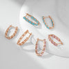Oval Multicolor Stone Long Drop Earrings For Women Rose Gold Color Full Zircon Setting Jewelry Gifts - Image 4