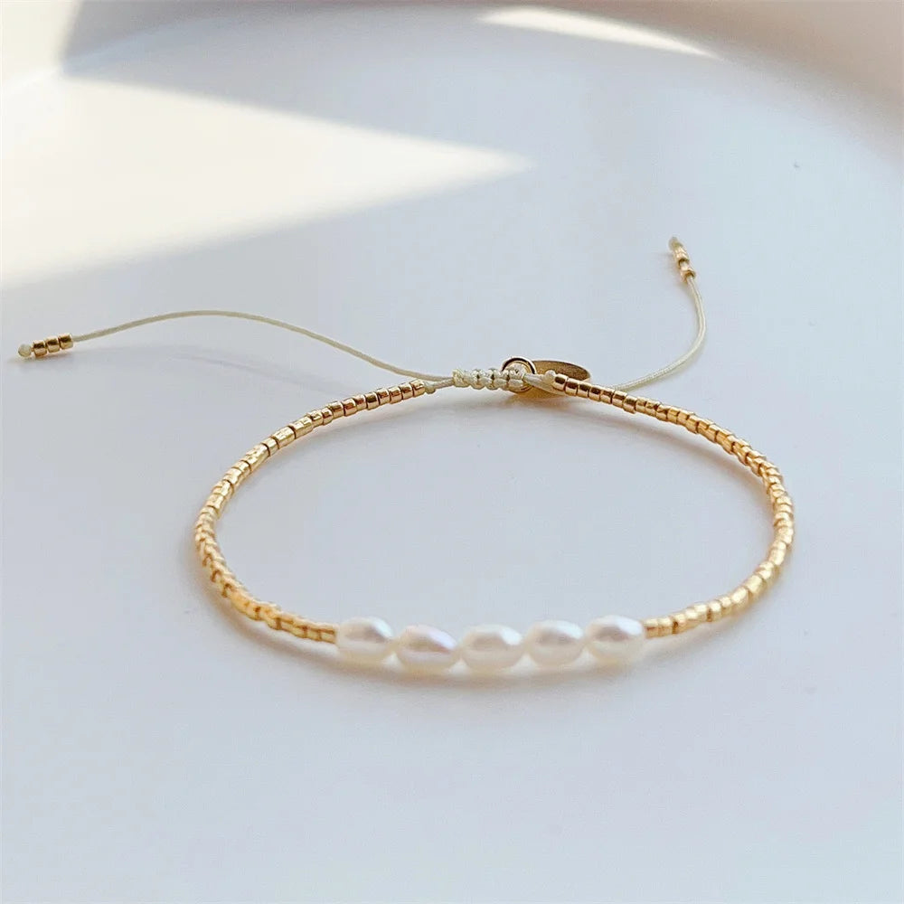 Kkbead Pearl Bracelets for Women Gift Gold Color Miyuki Beads Dainty Bracelet Simple Thin Jewelry - Image 1
