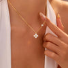 Silver Dainty Lucky CZ Leaf Necklace for Women Gold Plated Flowers Elegant Pendant Necklace Wedding Jewelry - Image 1