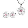 Silver Crystal Flower Pendant Necklace Stud Earrings Jewelry Sets For Women Vintage - Image 7