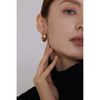 Statement Stainless Steel Geometric Hoop Earrings Jewelry for Women Metal Texture Earrings Golden Accessories - Image 2