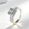 Full Diamond Zircon Sugar Cube Adjustable Silver Ring Light Jewelry - Image 5