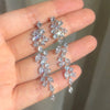 Cubic Zirconia Leaf Long Dangle Earrings for Elegant Women White Leaves Drop Earring Bridal Wedding Jewelry - Image 5