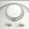 3 Pcs Imitation Pearl Fireball Necklace Bracelet Earring Stud Jewelry Set Silver Color Crystal Stone Elegant Bridal Jewelry Gift - Image 5
