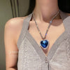 Classic Blue Ocean Star Inlay Zircon Chin Crystal Pendant Necklace for Women Weding Party Temperament Jewelry Gift - Image 4