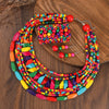 African Style Multi-Layer Wooden Bead Jewelry Sets Chokers Necklace Bangle Earrings Set Party Jewelry Gifts - Image 2