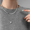 Double-Layer Love Heart Pendant Necklace with Simple Chain Design - Image 11