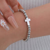 Minimalist Stretch Cross Bracelet for Women,Round Beads Bracelets，Stainless Steel Jewelry Gift - Image 2