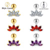 Titanium Marquise Lotus Cartilage Earring 16G Flower CZ Helix Flat Back Stud Labret Piercing Jewelry - Image 1