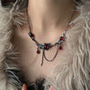 Hiphop Red Zircon Pendant Necklace for Men Chokers Black Chain Red Crystal Waterdrop Tassel Double Layered Neck Chain Jewelry - Image 1