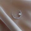 Elegant Rhinestone Moon Pearl Brooch for Women Crystal Star Crescent Lapel Pins Korean Jewelry Clothing Accessories - Image 4