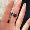 Goth Punk Retro Red Crystal Love Heart Cross Geometry Irregular Open Ring Set Y2K Halloween Accessories For Women Kpop Jewelry - Image 11