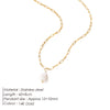 Y-Shaped Stainless Steel Necklace Gold Color Jewelry Rectangle Link Chain Choker Freshwater Pearl Pendant Necklace - Image 7