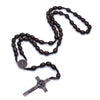 Qigo Rosary Necklace Vintage Jesus Cross Catholic Brown Wood Beads Prayer Religious Jewelry For Men Women - Image 7